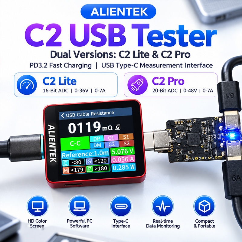 Logic Analyzer Usb - ALIENTEK C2, Alat Penguji Layar Berwarna,